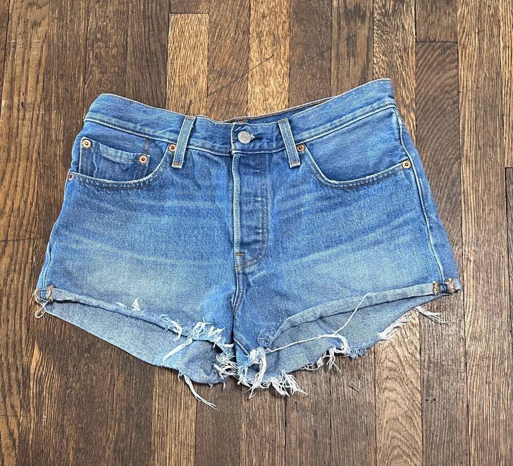 Levi's 501 Original Button Fly Denim Cut-Off Shorts Size 27
